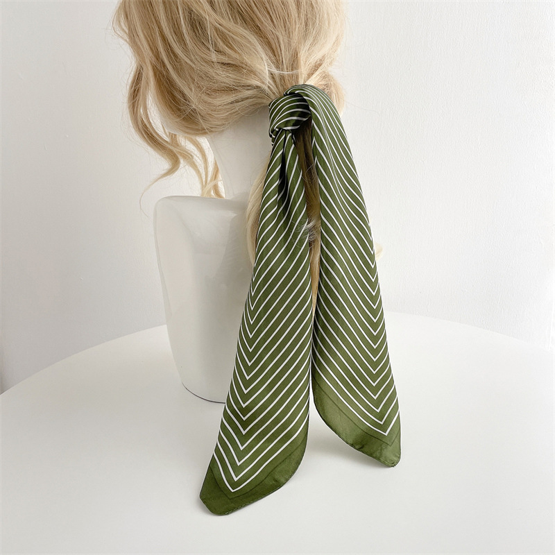 Silk Tie Striped - Luxury Stripe Silk Square Scarf Women