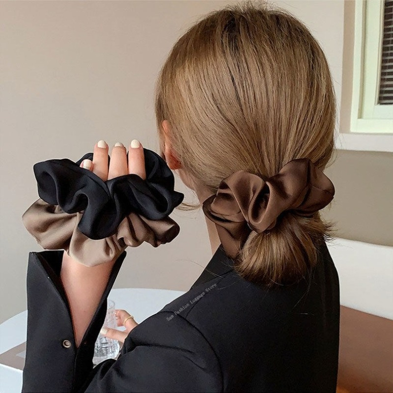 Vintage Silk Hair Scrunchies E - Silk Tie Striped ulasan dan harga
