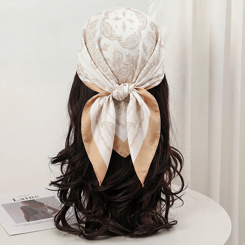 Vintage Beige Paisley Print Sq - Face Scarf Mask ulasan dan harga